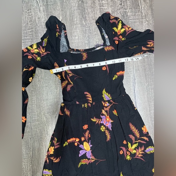 SO Black with Orange Floral Long Sleeve Sundress for Wedding Guest - Picture 4 of 9